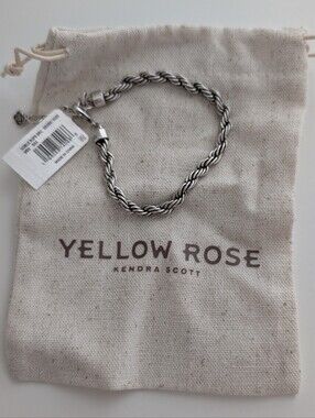Kendra Scott Yellow Rose Noble Rope Link Chain Bracelet in Vintage Silver NWT